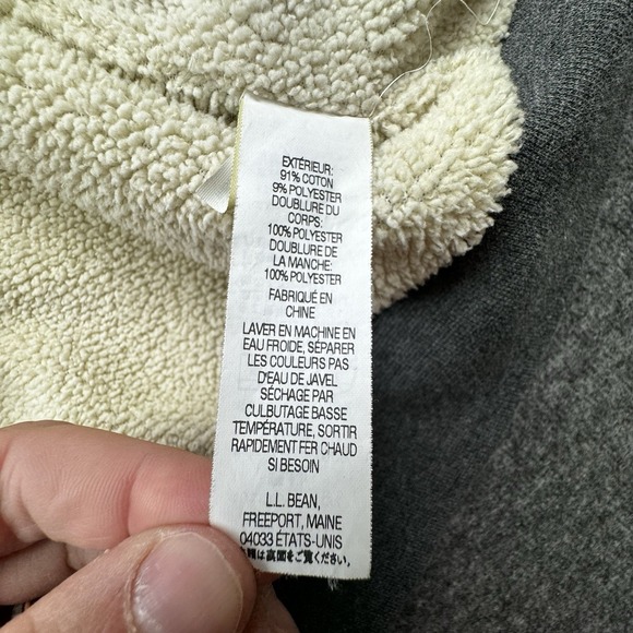 LL Bean Katahdin Iron Works Mens Large Regular Sherpa Lined Grey Full Zip - Picture 15 of 16